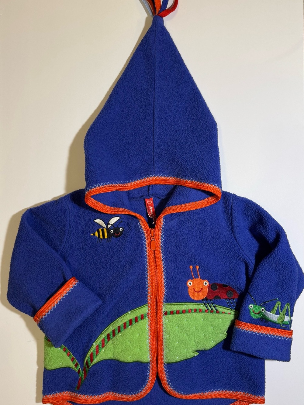 Hanna Andersson Blue Fleece Hooded Jacket w/ Bug Appliqué - 18/24 months
